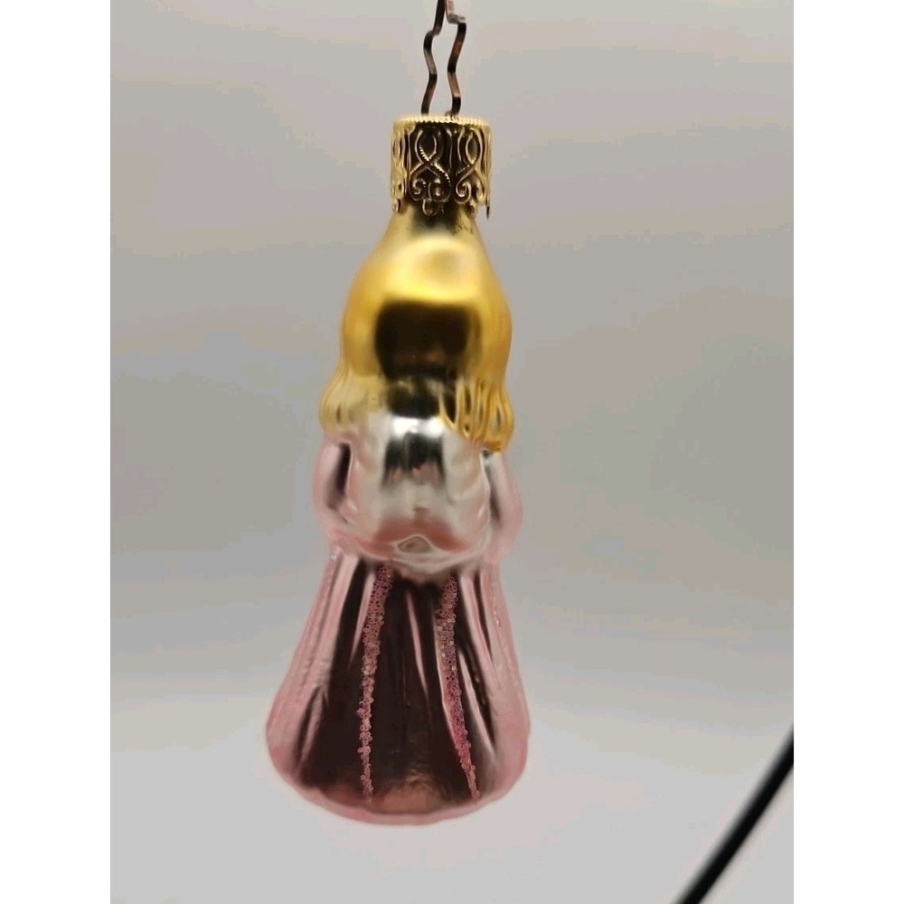 Vintage INGE-GLASS Christmas Ornament / Pink Angel (459) - Picture 3 of 3